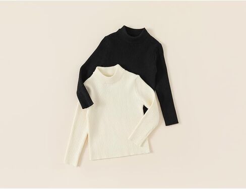 Toddle Girls/Boys Solid Color Switters Half Turtleneck Kids Long Long Stunky Strendy Trendy Pullover Sweater Tops in Kuwait