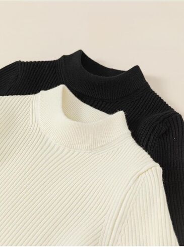 Toddle Girls/Boys Solid Color Switters Half Turtleneck Kids Long Long Stunky Strendy Trendy Pullover Sweater Tops in Kuwait