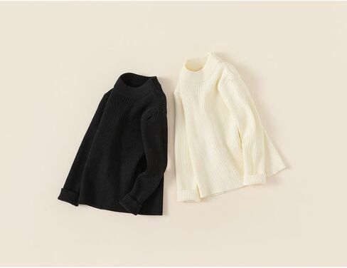 Toddle Girls/Boys Solid Color Switters Half Turtleneck Kids Long Long Stunky Strendy Trendy Pullover Sweater Tops in Kuwait