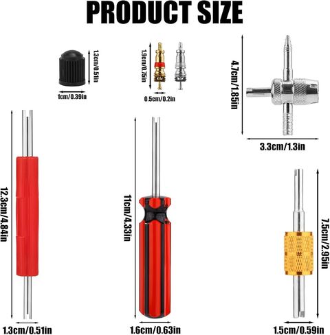 Tire Stem Repair Kit, Including Wrench Tool Copper Valve Core Copper Nickel-Plated Valve Core & Plastic Caps for Car Bike RV Truck HVAC AC Repair Installer in Saudi Arabia
