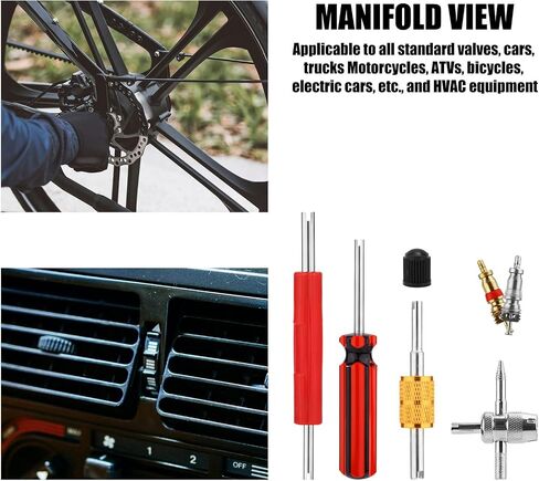 Tire Stem Repair Kit, Including Wrench Tool Copper Valve Core Copper Nickel-Plated Valve Core & Plastic Caps for Car Bike RV Truck HVAC AC Repair Installer in Saudi Arabia