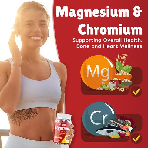 2000mg Berberine Supplement Gummies - High Potency Berberine with Ceylon Cinnamon Candy, Turmeric, Magnesium, Chromium - Sugar Free, Vegan, Non-GMO, Gluten-Free - Peach Flavor 60 Gummies - 1 Pack in Saudi Arabia