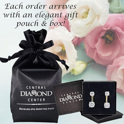 Earring Jackets with Cubic Zirconia – Sterling Silver, Adjustable Drop Design – 1.50 CTW (5.25mm & 6.50mm Stones) in Saudi Arabia