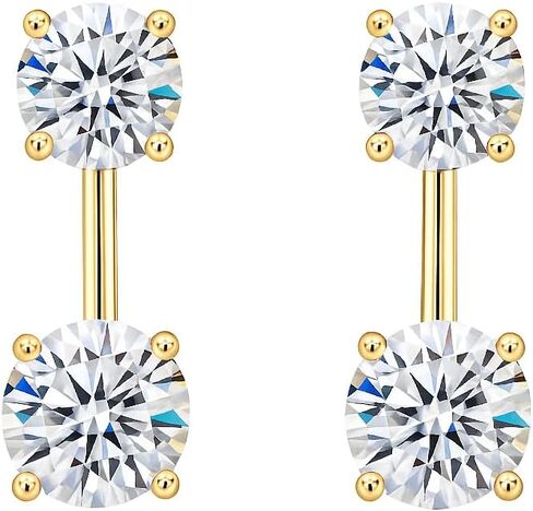Earring Jackets with Cubic Zirconia – Sterling Silver, Adjustable Drop Design – 1.50 CTW (5.25mm & 6.50mm Stones) in Saudi Arabia