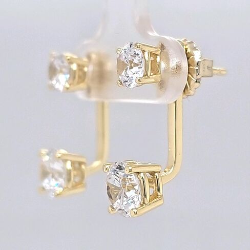 Earring Jackets with Cubic Zirconia – Sterling Silver, Adjustable Drop Design – 1.50 CTW (5.25mm & 6.50mm Stones) in Saudi Arabia