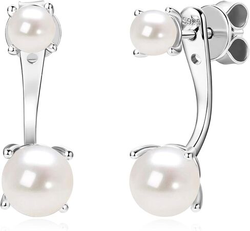 Pearl Drop Earrings for Women Front Back Jacket Earrings 925 Sterling Silver Two Wear Style Standalone Stud Earrings and Dangle Charm Ear Jacket Combined Sets in Saudi Arabia