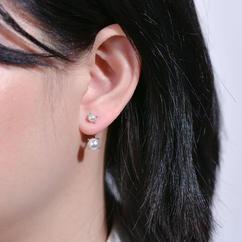 Pearl Drop Earrings for Women Front Back Jacket Earrings 925 Sterling Silver Two Wear Style Standalone Stud Earrings and Dangle Charm Ear Jacket Combined Sets in Saudi Arabia