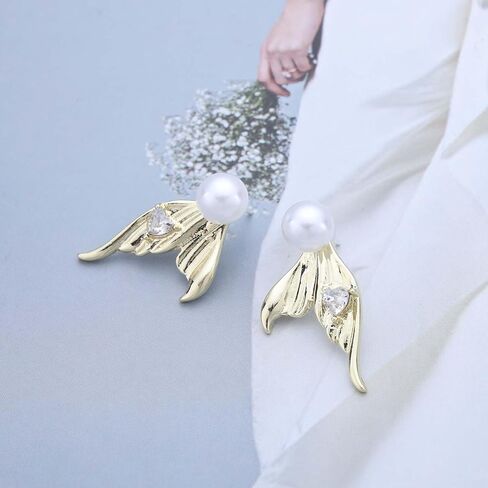 عتيقة الكريستال لؤلؤة الأذن سترة أقراط راينستون السمكة ذيل سترة أقراط الكريستال القلب أقراط بوهو بيرل تتدلى أقراط للنساء in Kuwait