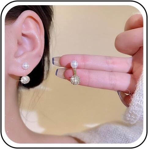 عتيقة الكريستال لؤلؤة الأذن سترة أقراط راينستون الكرة سترة أقراط الكريستال لؤلؤة أقراط بوهو تشيك ستة أقراط متدلية للنساء in Kuwait