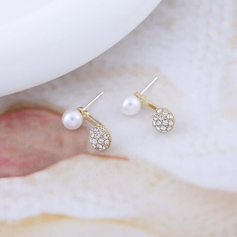 عتيقة الكريستال لؤلؤة الأذن سترة أقراط راينستون الكرة سترة أقراط الكريستال لؤلؤة أقراط بوهو تشيك ستة أقراط متدلية للنساء in Kuwait