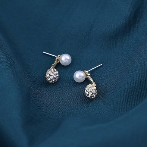 عتيقة الكريستال لؤلؤة الأذن سترة أقراط راينستون الكرة سترة أقراط الكريستال لؤلؤة أقراط بوهو تشيك ستة أقراط متدلية للنساء in Kuwait