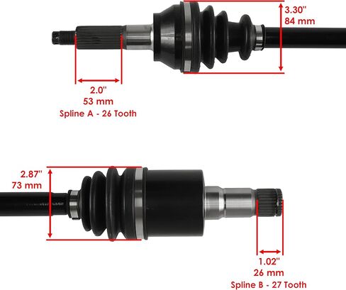 Caltric Front Rear Left Right Complete Cv Joint Axles Compatible with Polaris Ranger Crew 700 2008 2009 in Saudi Arabia