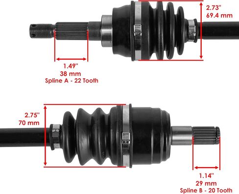 Caltric Front Right Complete Cv Joint Axle Compatible with Kawasaki Prairie 400 Kvf400A Kvf400C 4X4 1997 1998 1999 2000 2001 2002 in Saudi Arabia