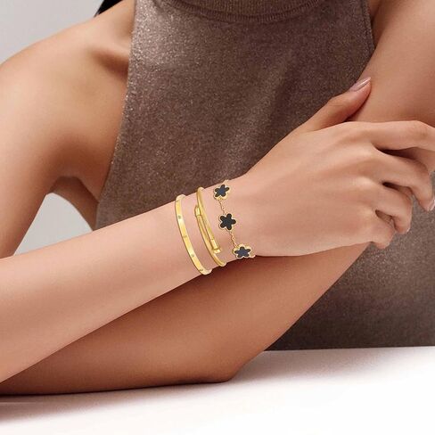 18 ألف ذهبية مطلية بتكديس الأزهار الزهرية للنساء- مجموعة حب الأظافر من الفولاذ المقاوم للصدأ ، هدية مجوهرات عصرية لعيد الحب ، عيد الأم ، يوم المرأة in Kuwait