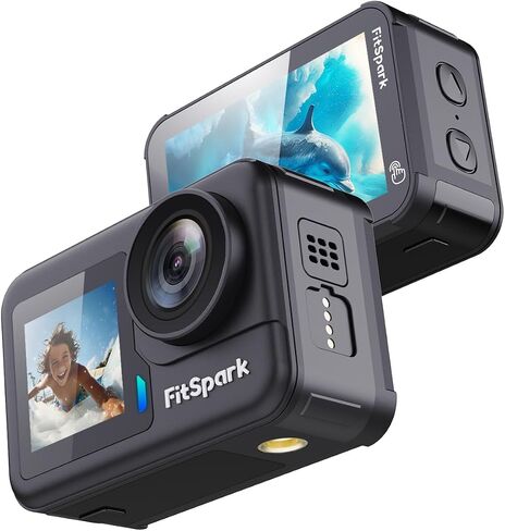 DOLPHIN 1.0 20M Body Waterproof Real 4K30FPS 20MP Dual Touchscreen WiFi Action Cam | Pre-Record | EIS+6Axis Gyro | No.1 Chipset-Sensor | Wide-Angle | Wireless MIC Support | 2 Batteries + Dock in Saudi Arabia