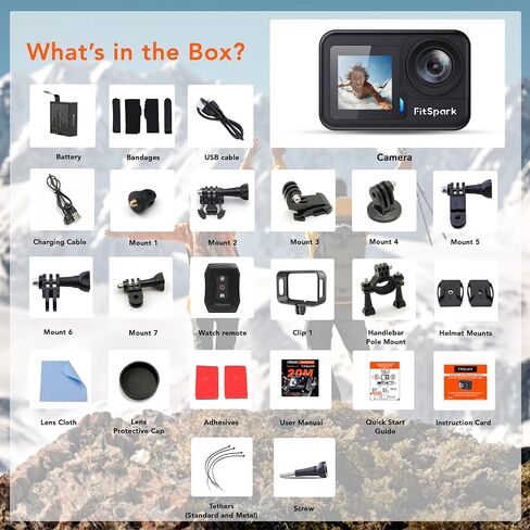 DOLPHIN 1.0 20M Body Waterproof Real 4K30FPS 20MP Dual Touchscreen WiFi Action Cam | Pre-Record | EIS+6Axis Gyro | No.1 Chipset-Sensor | Wide-Angle | Wireless MIC Support | 2 Batteries + Dock in Saudi Arabia