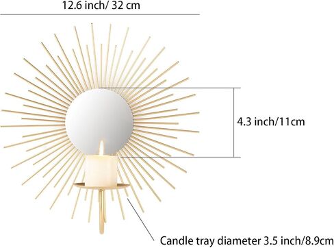 Aim & Ggkk Wall Candle Sconce Holder ، مجموعة من 2 Mirror Gall Metal Candle حامل للمنزل ، غرفة المعيشة ، غرفة الطعام ، مزرعة Rustic Boho ديكورات in Kuwait