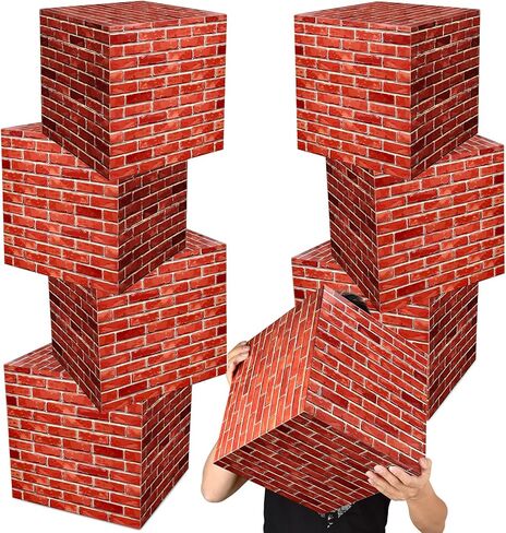 Mototo 16 Pieces 11.8 Inch Video Game Brick Boxes Red Brick Box Brick Party Favor Box Brick Boxes Cardboard for Brick Comic Theme Party Video Game Party Favor Christmas Decorations (16 PCS) in Kuwait