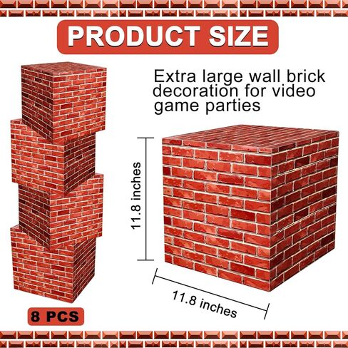 Mototo 16 Pieces 11.8 Inch Video Game Brick Boxes Red Brick Box Brick Party Favor Box Brick Boxes Cardboard for Brick Comic Theme Party Video Game Party Favor Christmas Decorations (16 PCS) in Kuwait