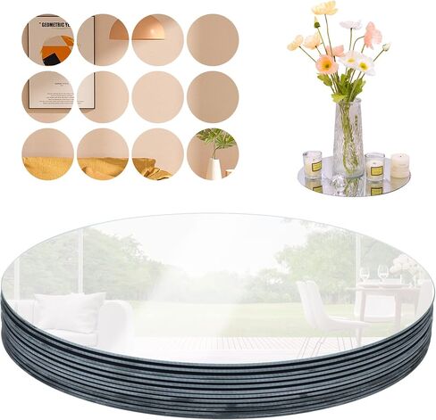 12Pcs 12inch Round Mirror Plates, Edges Polished, Round Mirrors for Centerpieces in Saudi Arabia