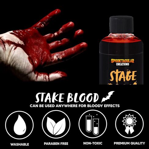Spooktacular Creations 4.5oz Fake Blood, Washable Fake Blood for Clothes, Halloween Vampire Makeup for Halloween Costumes, Zombie Makeup Face Body Paint in Saudi Arabia