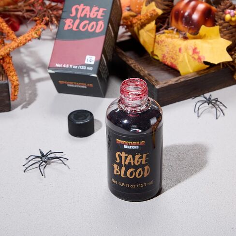 Spooktacular Creations 4.5oz Fake Blood, Washable Fake Blood for Clothes, Halloween Vampire Makeup for Halloween Costumes, Zombie Makeup Face Body Paint in Saudi Arabia