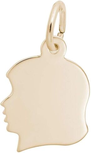 14k Yellow Gold Flat Young Girl's Head Charm in Saudi Arabia