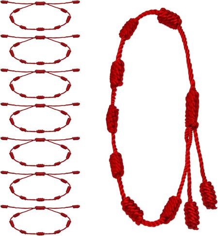8 Pieces Red String Bracelet Set - Adjustable 7 Knot Red Cord Bracelet, Lucky Charm Bracelet Amulet for Protection, Knots String for Protection, Bracelets Knots Chain Braided for Friendship, Lovers in Saudi Arabia