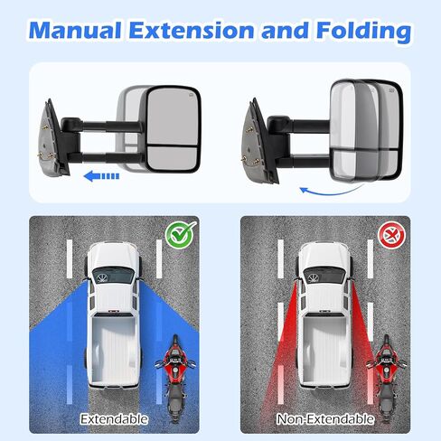 Goplus Heated Towing Mirror Pair, Power Tow Mirrors Compatible with 2007-2012 Chevy Silverado GMC Sierra, Telescoping Extendable Side Mirrors with Electric Adjustment, LED Signal Lights & Folding in Saudi Arabia