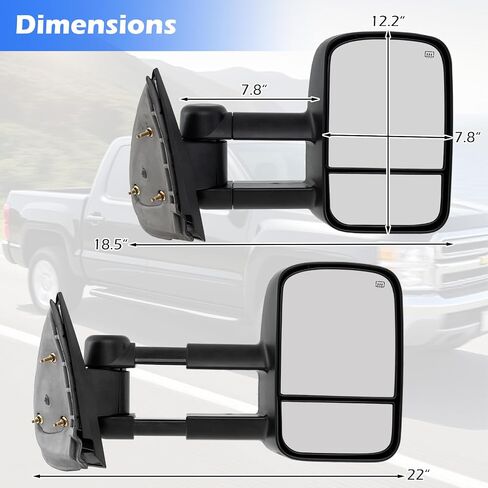 Goplus Heated Towing Mirror Pair, Power Tow Mirrors Compatible with 2007-2012 Chevy Silverado GMC Sierra, Telescoping Extendable Side Mirrors with Electric Adjustment, LED Signal Lights & Folding in Saudi Arabia