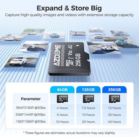 AZDOME 128GB Micro SD Card microSDXC Memory Card for AZDOME M550 GS63H Pro M63 M300 M300S M27 M17 M01 Pro PG19X Dash Cam Full HD & 4K UHD, U3, A2, V30 in Saudi Arabia