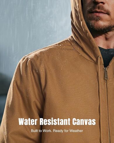 سترة HISEA للرجال فضفاضة تناسب البطة المغسولة النشطة سترة شتوية معزولة من القماش بغطاء للرأس مع جيوب in Kuwait