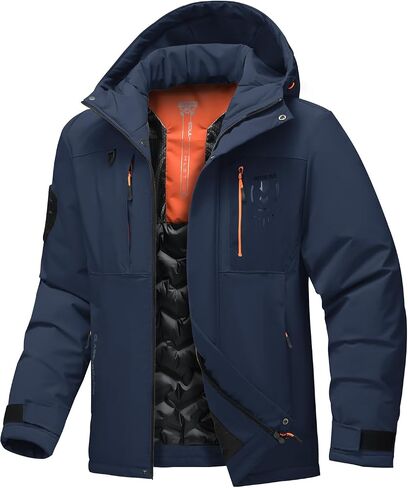 Men's Thermal Waterproof Windproof Jacket Hooded Insulated, Lightweight Winter Snow Coat with Multiple Pockets in Saudi Arabia