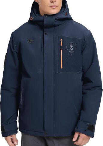 Men's Thermal Waterproof Windproof Jacket Hooded Insulated, Lightweight Winter Snow Coat with Multiple Pockets in Saudi Arabia
