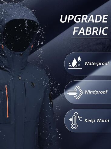 Men's Thermal Waterproof Windproof Jacket Hooded Insulated, Lightweight Winter Snow Coat with Multiple Pockets in Saudi Arabia