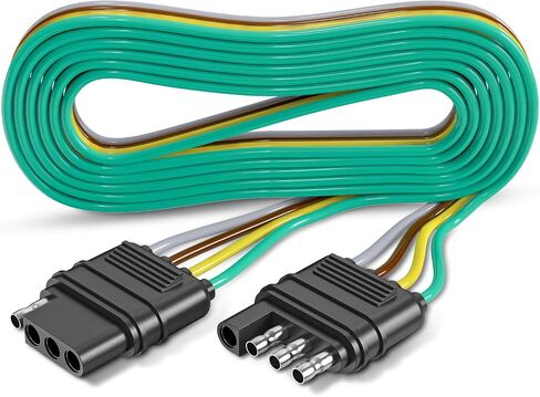 4 Pin Trailer Connector Harness Extension 80 Inch, 16AWG 4 Way Trailer Plug Flat Wire Extender, Male to Female Trailer Light Connector for Hitch, Utility, Boat, or RV Trailers in Saudi Arabia