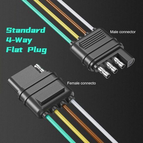 4 Pin Trailer Connector Harness Extension 80 Inch, 16AWG 4 Way Trailer Plug Flat Wire Extender, Male to Female Trailer Light Connector for Hitch, Utility, Boat, or RV Trailers in Saudi Arabia