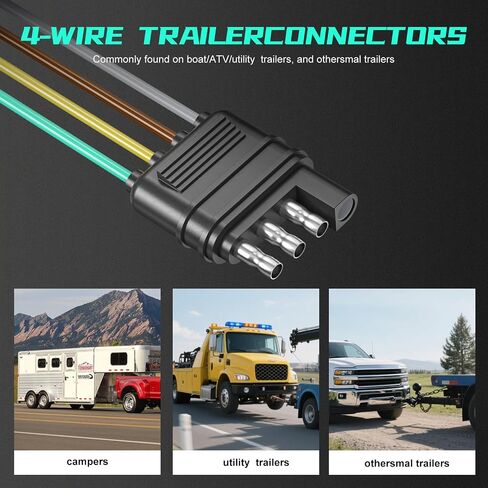 4 Pin Trailer Connector Harness Extension 80 Inch, 16AWG 4 Way Trailer Plug Flat Wire Extender, Male to Female Trailer Light Connector for Hitch, Utility, Boat, or RV Trailers in Saudi Arabia