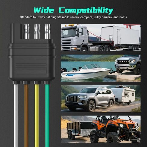 4 Pin Trailer Connector Harness Extension 80 Inch, 16AWG 4 Way Trailer Plug Flat Wire Extender, Male to Female Trailer Light Connector for Hitch, Utility, Boat, or RV Trailers in Saudi Arabia