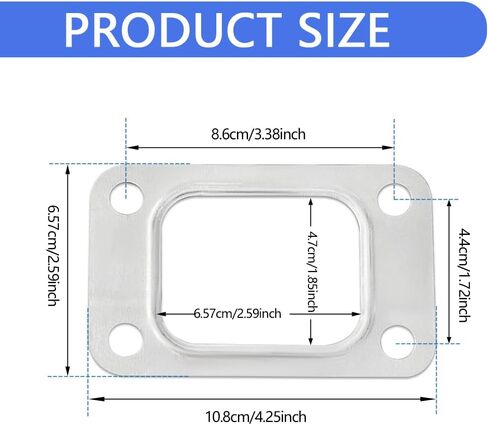 2 PCS Car Modified T3 Turbine Flange Gasket, Automotive Replacement Turbocharger Gaskets, 4.2" x 2.5"Stainless Steel 4-Hole Washer, Car Accessories Compatible with T3 T34 T35 T38 GT35 GT35R in Saudi Arabia