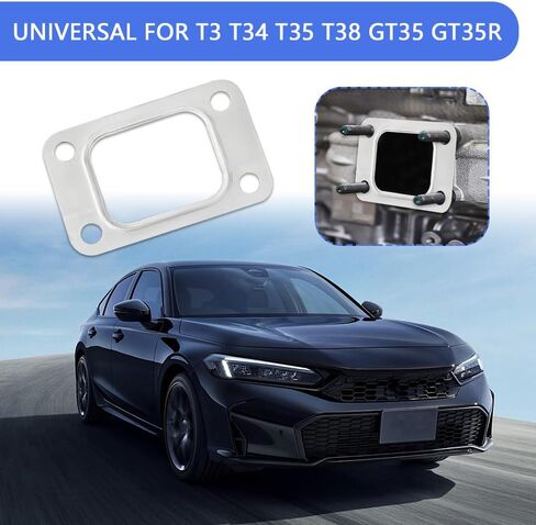 2 PCS Car Modified T3 Turbine Flange Gasket, Automotive Replacement Turbocharger Gaskets, 4.2" x 2.5"Stainless Steel 4-Hole Washer, Car Accessories Compatible with T3 T34 T35 T38 GT35 GT35R in Saudi Arabia