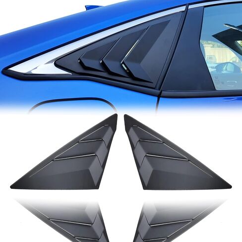 Horry ABS Rear Side Window Louvers Air Vent Scoop Shades Cover Blinds Trim for Honda Civic Sedan 2022（Matt Black） in Kuwait