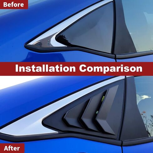 Horry ABS Rear Side Window Louvers Air Vent Scoop Shades Cover Blinds Trim for Honda Civic Sedan 2022（Matt Black） in Kuwait