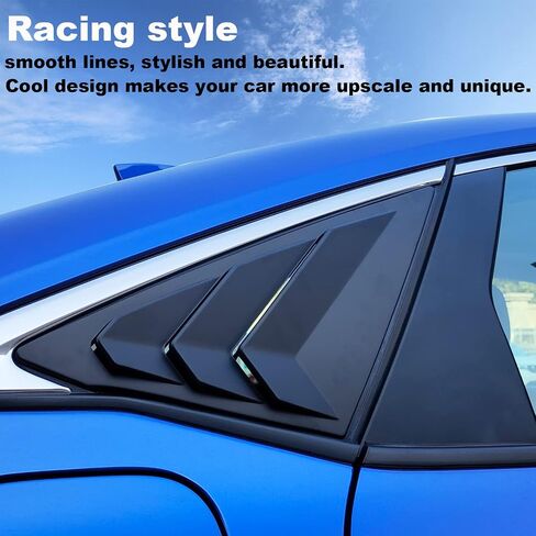 Horry ABS Rear Side Window Louvers Air Vent Scoop Shades Cover Blinds Trim for Honda Civic Sedan 2022（Matt Black） in Kuwait