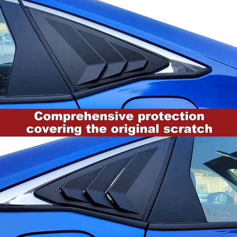 Horry ABS Rear Side Window Louvers Air Vent Scoop Shades Cover Blinds Trim for Honda Civic Sedan 2022（Matt Black） in Kuwait
