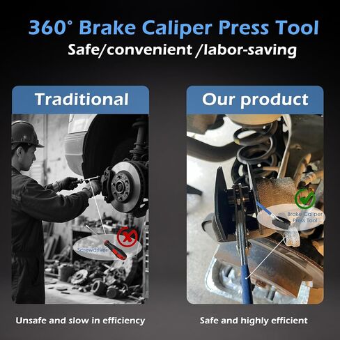 Brake Caliper Compression Tool,360° Adjustable Piston Compressor, Caliper Piston Compressor Tool with 4 Brake Caliper Hooks,for Single/Twin/Quad Piston Calipers,(Blue) in Saudi Arabia