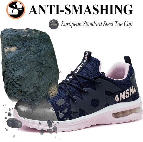 Steel Toe Shoes for Women Indestructible Safety Work Shoes Air Cushion Lightweight Breathable Utility Sneakers Puncture Proof Slip Resistant Composite Toe Footwear in Saudi Arabia