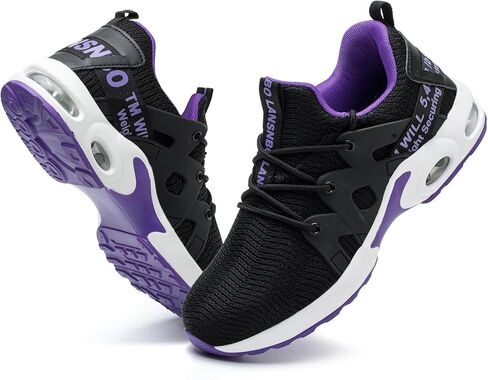 Steel Toe Shoes for Women Indestructible Safety Work Shoes Air Cushion Lightweight Breathable Utility Sneakers Puncture Proof Slip Resistant Composite Toe Footwear in Saudi Arabia