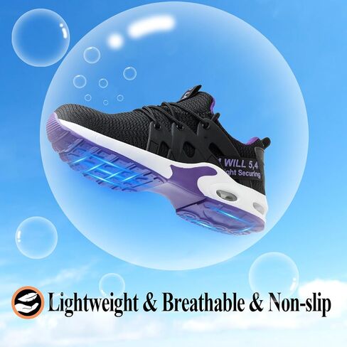 Steel Toe Shoes for Women Indestructible Safety Work Shoes Air Cushion Lightweight Breathable Utility Sneakers Puncture Proof Slip Resistant Composite Toe Footwear in Saudi Arabia