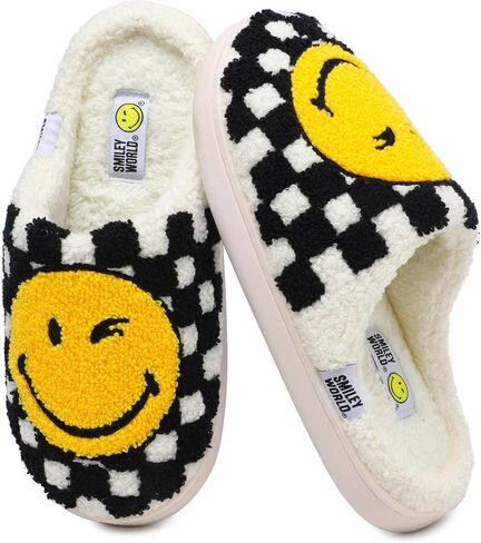 Smileyworld Wink و Smile Slippers for Kids Girls Boys Cute House Slippers Fuzzy Dark Non-Slip in Saudi Arabia